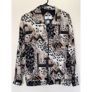 Erin London Size M Jacket Athleasure Stretch Coat Full Zip Animal Print